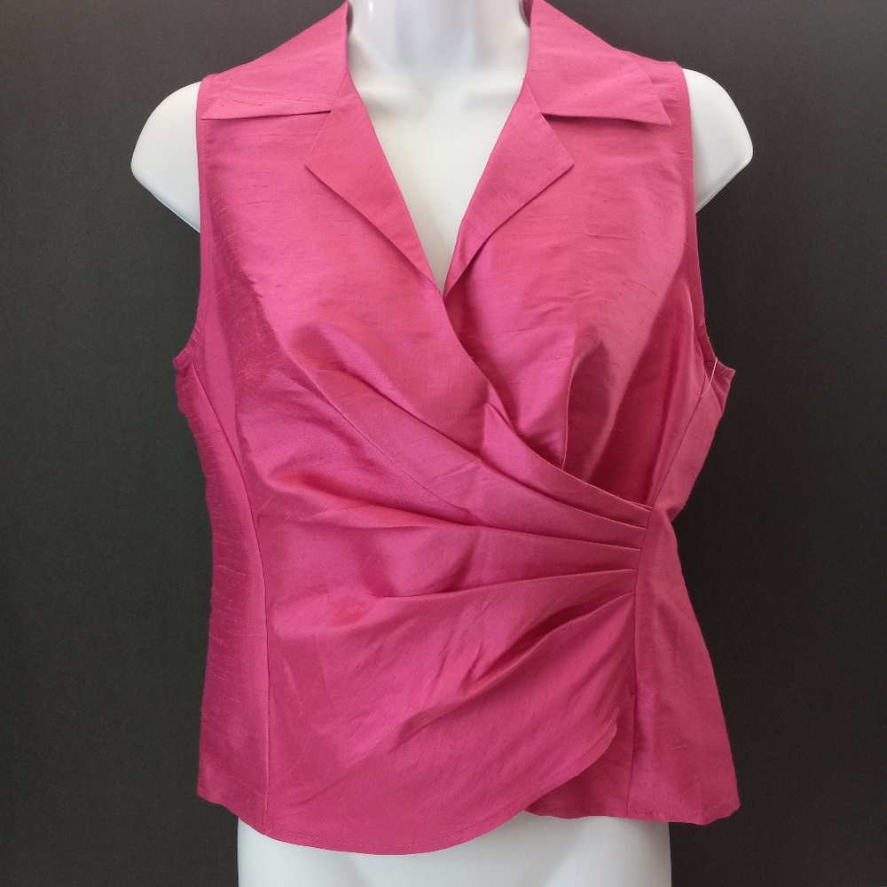 Karen Kane 100% Silk Full Bloom Sleeveless Wrap Top